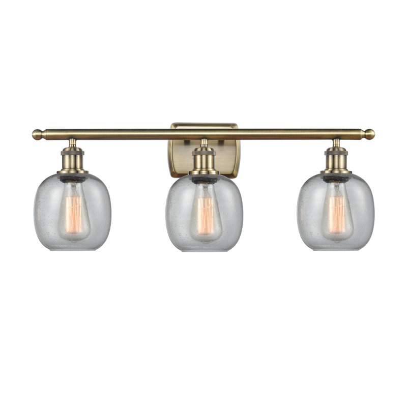 Carlucci 3 - Light Dimmable Vanity Light, Seedy, 6 Watt Vinage LED Bulb, Antique Brass