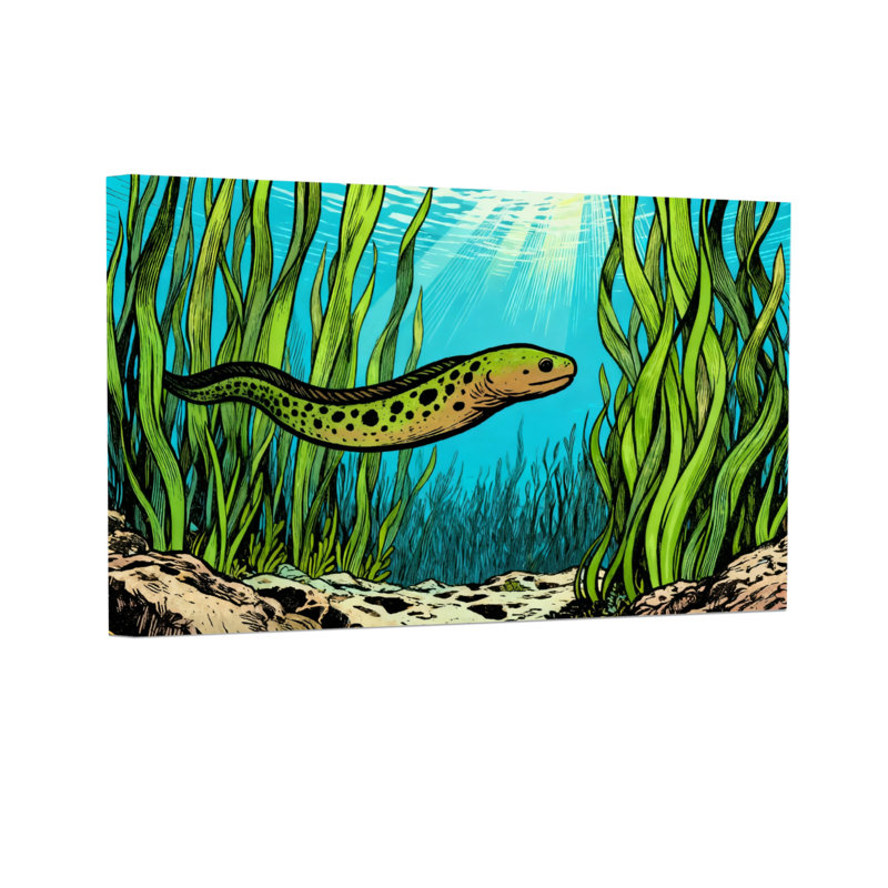 Animals Underwater Scene With Fish And Seaweed, 24" H x 36" W