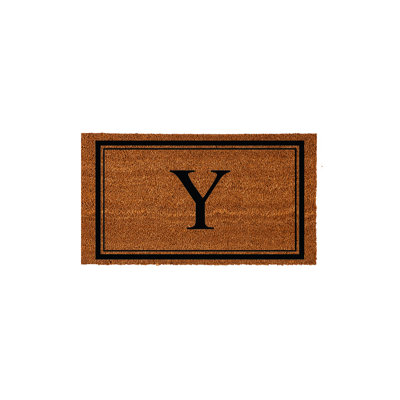 Niarcos 28" x 16" Non-Slip Monogram Coir Outdoor Door Mat