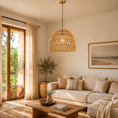 20.5 cm H Dome Paper Lamp Shade ( Screw On ) in Tan