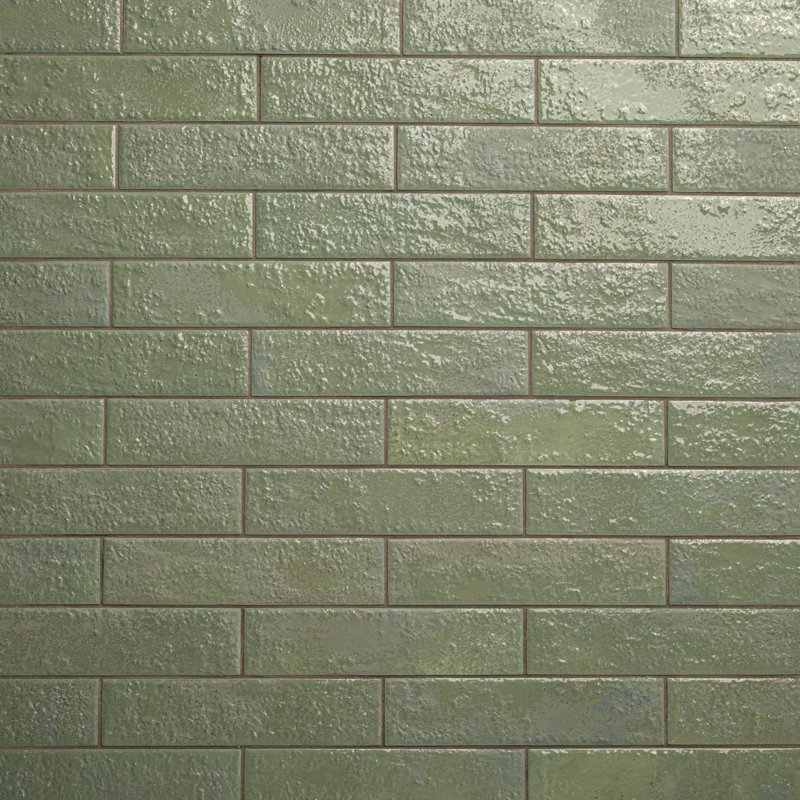 Alveo Olive 2.5 in. x 10 in. Satin Textured Porcelain Subway Wall Tile, Olive