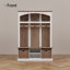 Support de rangement pour arbre d'entrée 66,9 po - 5 crochets + 3 compartiments de rangement + paniers doubles en bambou