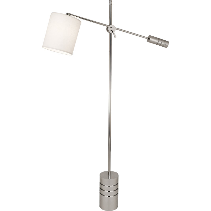 Campbell Task Floor Lamp, Oyster, Polished Nickel