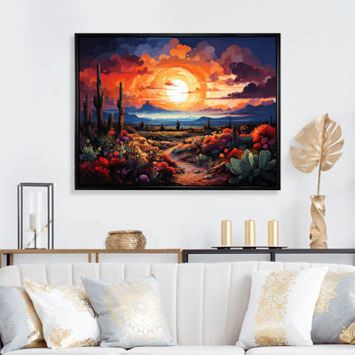 «Western Desert Serenade Pointillism Landscape II», reproduction d'art sur toile