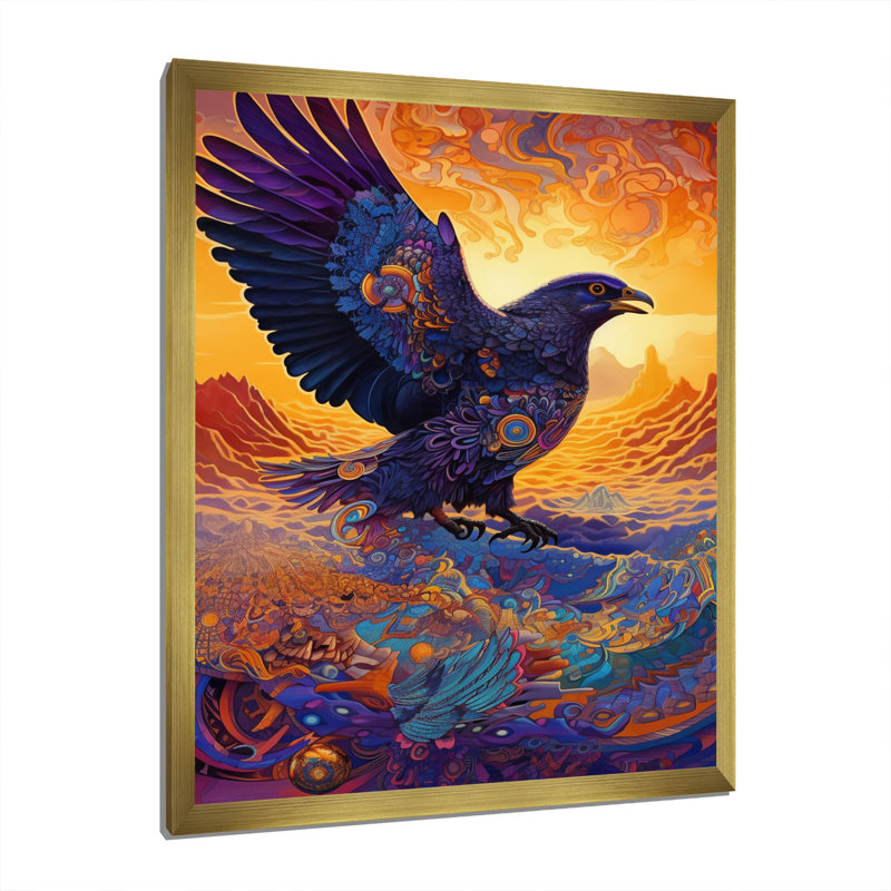 «Majestic Mystical Eagle I», reproduction sur toile, H 32 po x l 16 po x P 1 po, Encadrement doré
