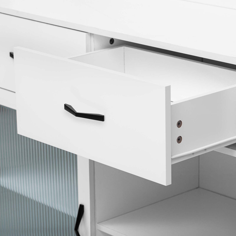 Sideboard, Can Be Used In Dining Room, Kitchen. White Solid Wood Frame