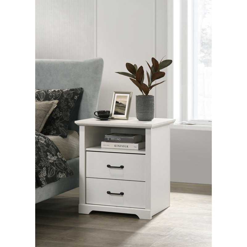 Table de chevet 2 tiroirs Elara, White