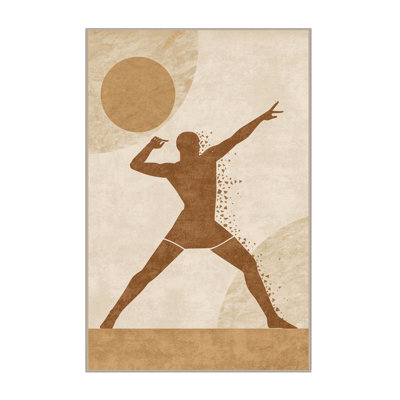 Machine Washable Auburndale Ancient Discus Throw Minimalist Rug in Beige – Beige Binding