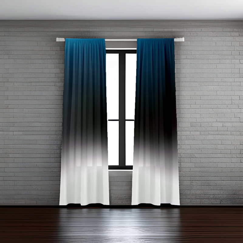 Arnaldo Semi Sheer Curtain Panel Pair, Blue/Gray/White, 40" W x 82" L