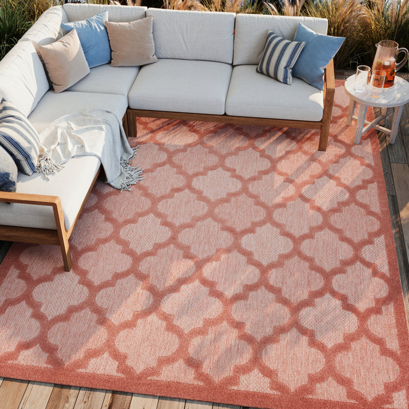 Tapis intérieur / extérieur Adelley Red Barrel Studio Easy Care, Rectangle 9 pi x 12 pi