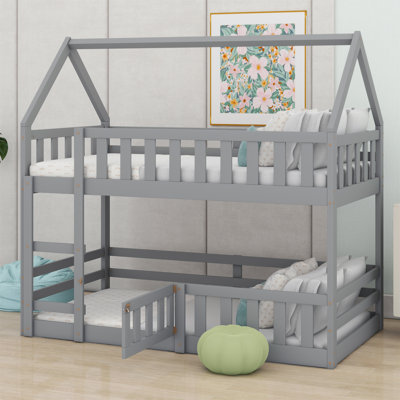 House Bunk Bed With Fence And Door