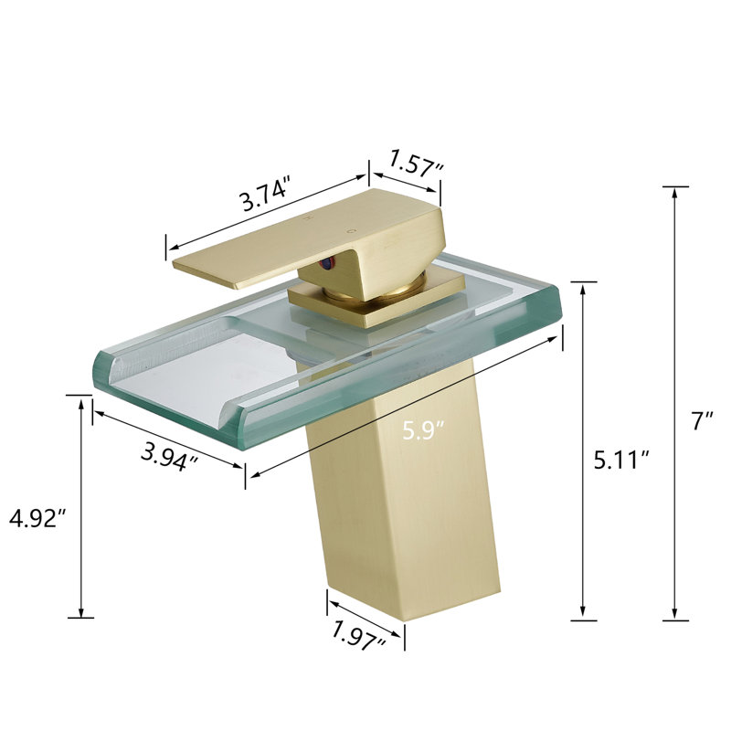 Led Bathroom Sink Faucet, 3 Colors Changing , Hot Cold Water Mixer, Deck Mounted, Single Hole, Waterfall Spout, Brushed Gold One Hole Mounted Water, Finish