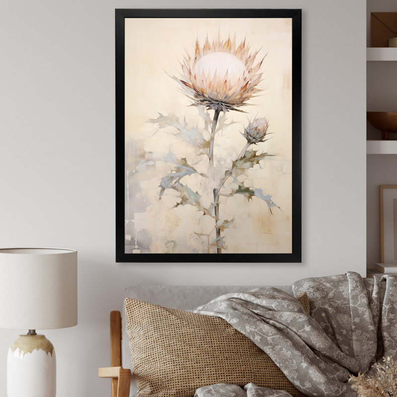 Impressions d'art murales sur chardon beige, Cadre simple noir, H 32 po x l 24 po