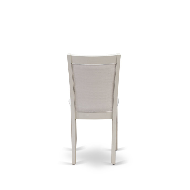 Modern Dining Table Set - a Kitchen Table and Linen Fabric Upholstered Chairs with Stylish Back, Cream, 30" H x 72" W x 40" D