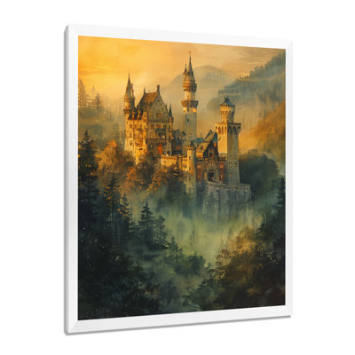 Vintage Fairy Tale Castle In Fog - Castles Wall Art