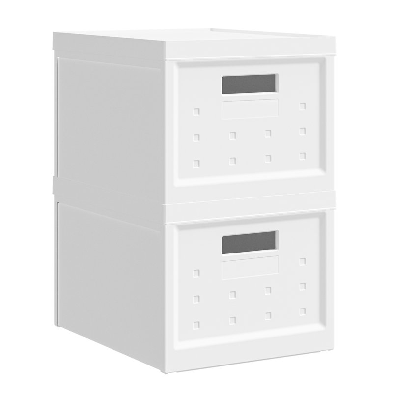 De 2 contenants de rangement empilables et pliables avec couvercles pour une organisation efficace à la maison et au bureau - Fabrication en plastique, conception compacte, poignée de transport intégrée