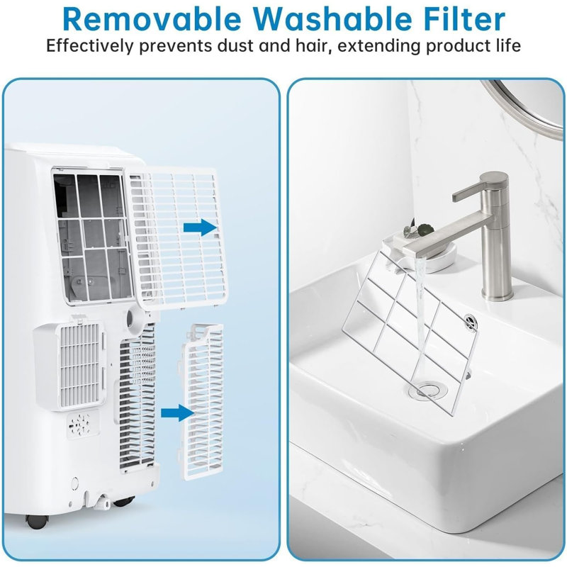 12000 BTU Portable Air Conditioner with Heater – 4-in-1 Cooling, Heating, Dehumidifier & Fan – 3 Speeds, Digital Display – Energy Efficient Mobile AC for Rooms up to 550 Sq.Ft – Fits Home & Office