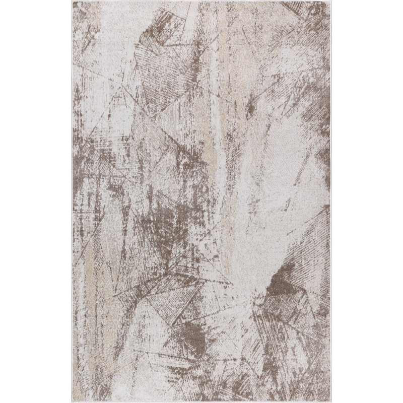 Machine Washable Cooper Ivory/Brown Rug, Rectangle 5' x 8'