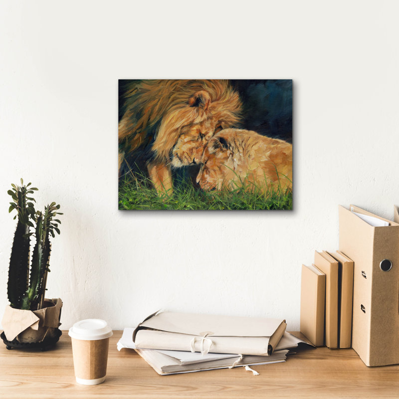 «Lion Love2» par David Stribble, art mural sur toile, H 12 po x l 16 po x P 0,75 po