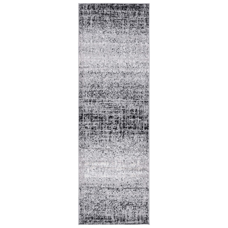 Riebe Abstract Silver/Black Area Rug, Runner 2'6" x 8'