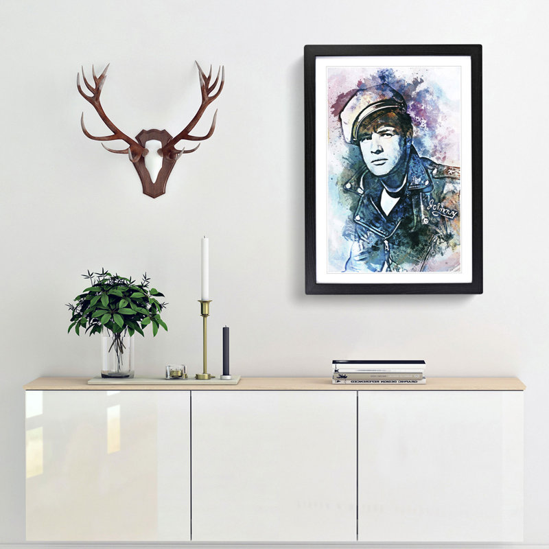 Marlon Brando in Abstract - Framed Print, 91cm H x 60cm W x 2cm D, Black