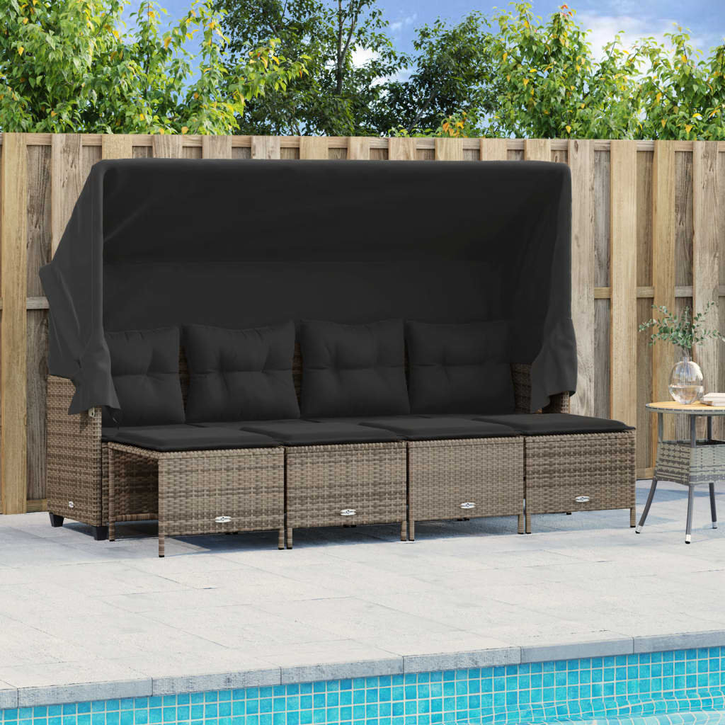 Vidaxl 5-Tlg. Garten-Sofagarnitur Mit Kissen Schwarz Polyrattan