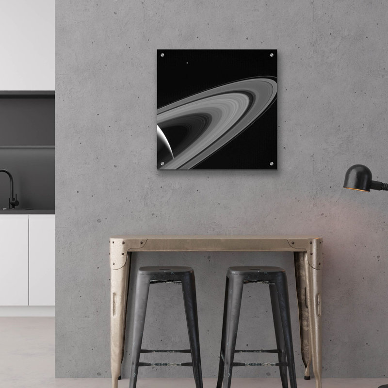  «Saturn-lit Tethys» par NASA, art mural en verre acrylique, 24 po x 24 po, H 24 po x l 24 po