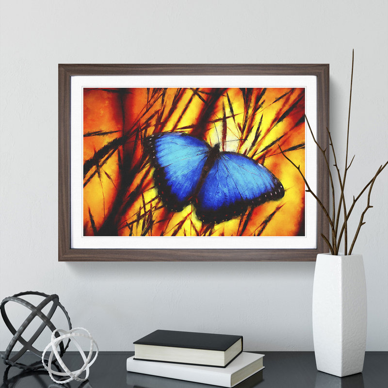 Butterfly Vol.7 - Picture Frame Painting, 27cm H x 36cm W x 2cm D, Walnut Framed