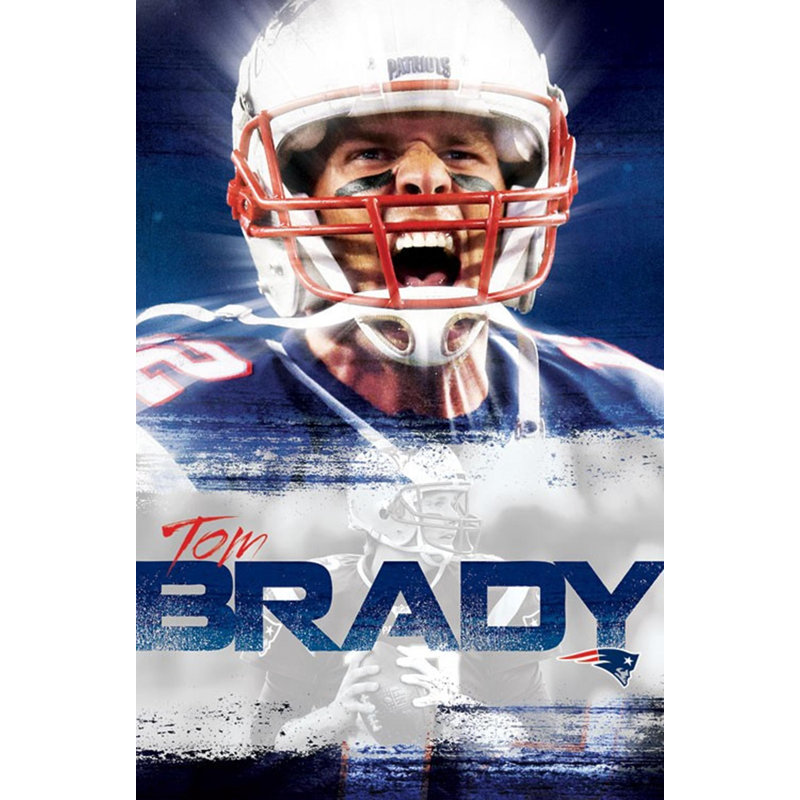 Tom Brady - impression d'art graphique sur papier, Toile tendue, H 34 po x l 22,25 po x P 0,05 po