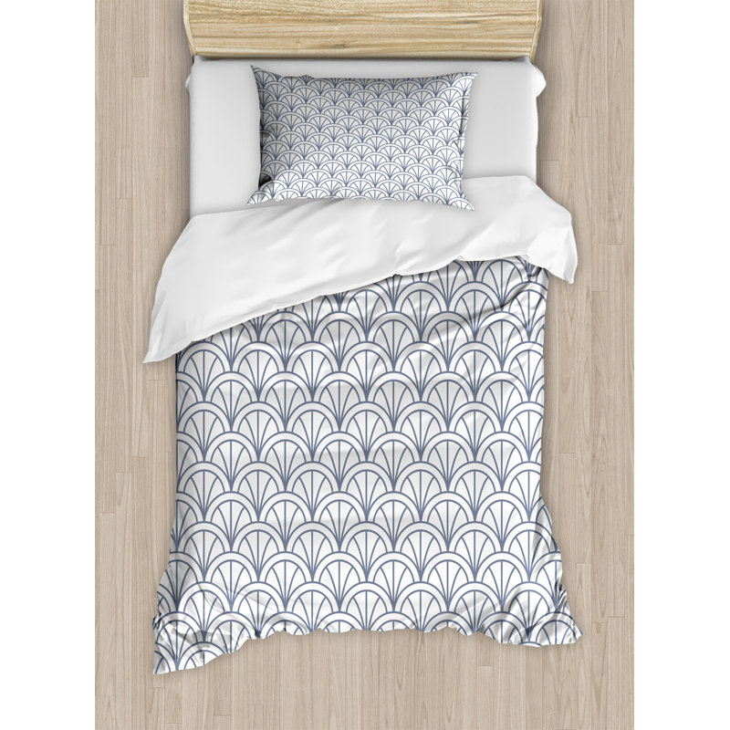 Global Inspired Polyester Paisley Duvet Cover, Twin Duvet Cover + 1 Pillow Sham, Seigaiha