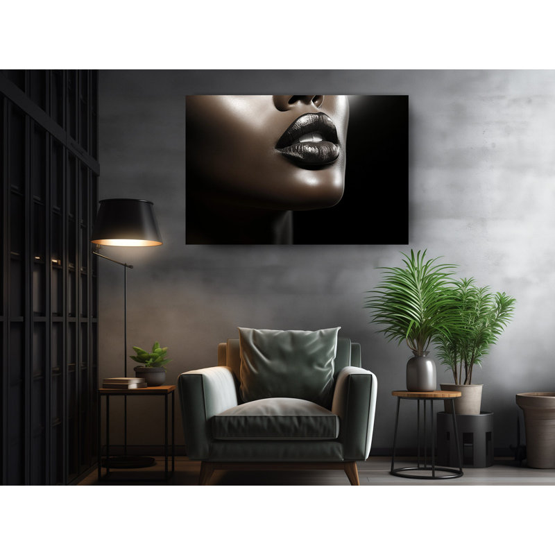 «Black Women Beautiful Lips Stylish Unique», reproduction de photo sur toile, H 30 po x l 45 po