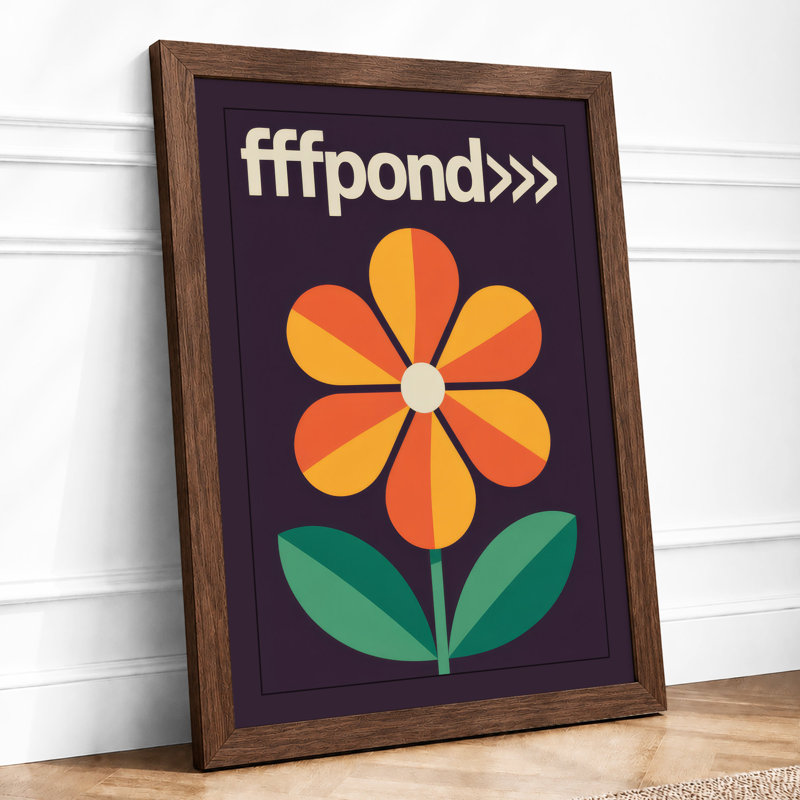 Geometric Flower Study Mid-Century - Framed Print, A3 - 42.0 x 29.7 cm, Walnut