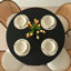 Ensemble de table de salle à manger 4 personnes Copple avec table ronde de 41,5 po et 4 fauteuils bouclés rembourrés-103707482