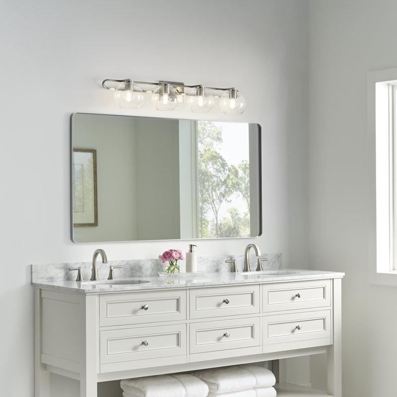 Eveline 4 Light Transparent Dimmable Vanity Light, Brushed Nickel