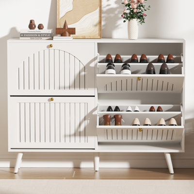 Shoe Storage Cabinet with 4 Flip Drawers