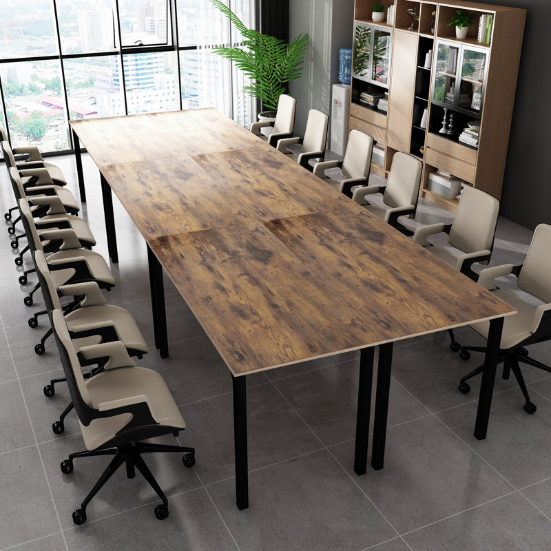 Sharlen 165.3''Wide 12FT Modular Rectangular Conference Table, Modern Seminar Table, Brown