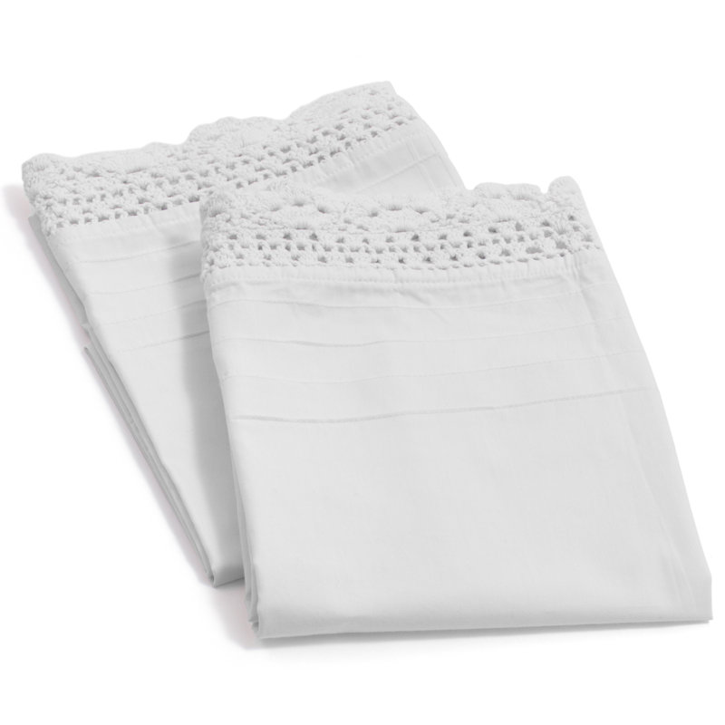 Dainty Crochet Sheet Set, King Sheet Set + 2 Pillowcases, White
