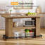 Îlot de cuisine de 160 cm avec 3 tablettes et repose-pieds en métal