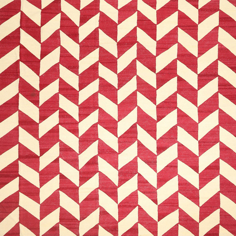 Tapis contemporain rouge, Carré 7 pi