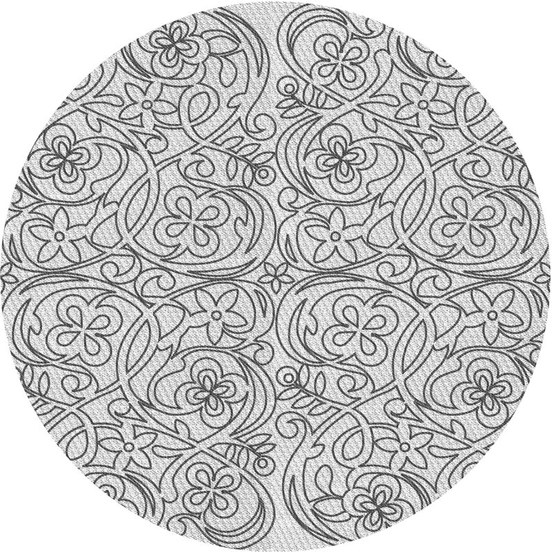 Tapis gris/noir tissé à la machine, Rond 8 pi