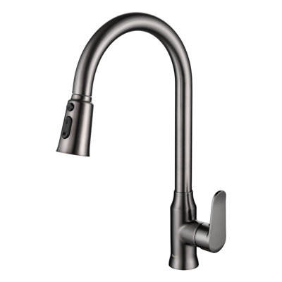 0ontZ Pull Down Kitchen Faucet with 2 Spray Modes(Rainfall & Stream), Single Handle High Arc Solid Brass Kitchen Sink Faucet, Hot & Cold Mixer Tap for Farmhouse Undermount Kitchen Sink