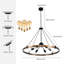 Grand lustre noir 6 lumières 31,5 pouces en métal pour îlot de cuisine