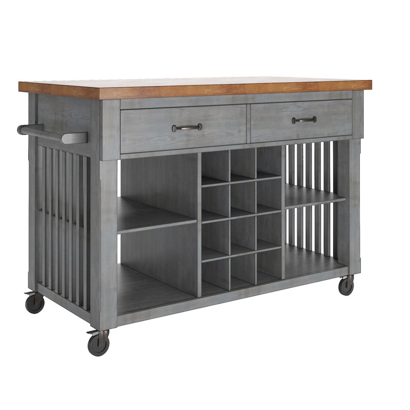 Sariyah Wood Kitchen Cart, Antique Gray