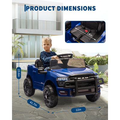 12V Licensed RAM Kids Electric Pickup Truck, Toddler Ride On Car with Remote Control, Spring Suspension, Battery Powered Electric Ride On Vehicle