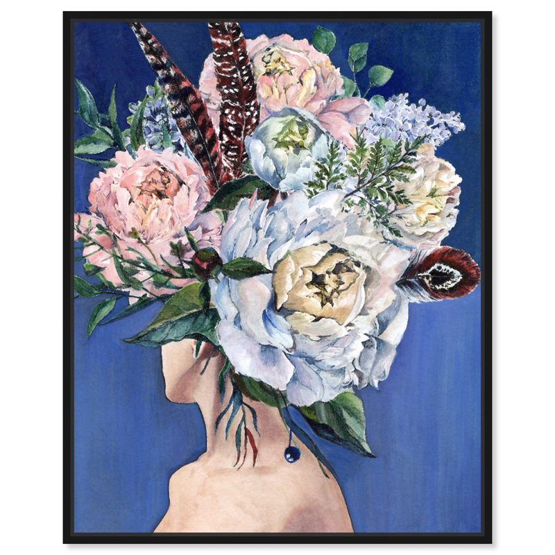 «Beautiful Floral Hair», impression sur toile, Toile avec cadre flottant noir, H 21 po x l 17 po