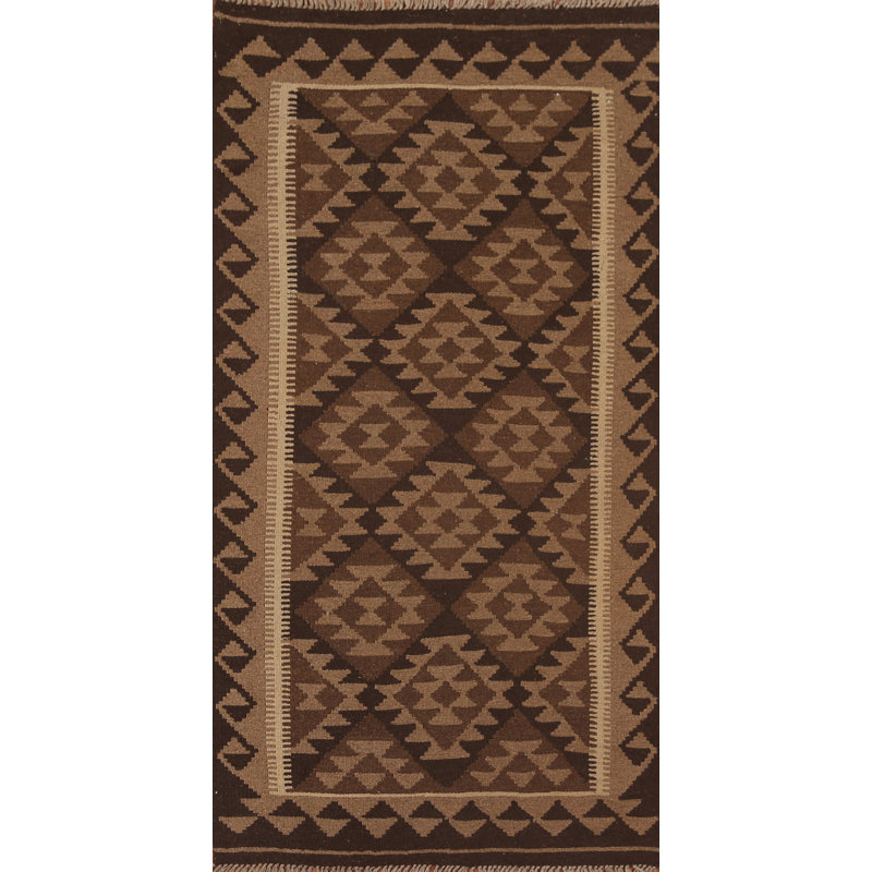 Reversible Wool Kilim Runner Rug 3x7