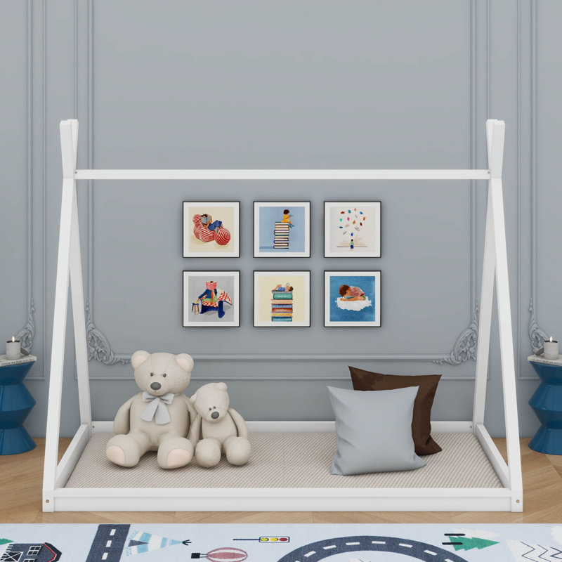 Lit simple simple de style Montessori, Blanc