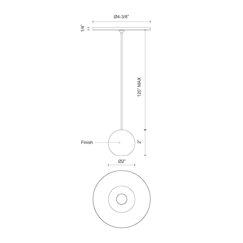 1 - Light LED Pendant, Chrome, Chrome