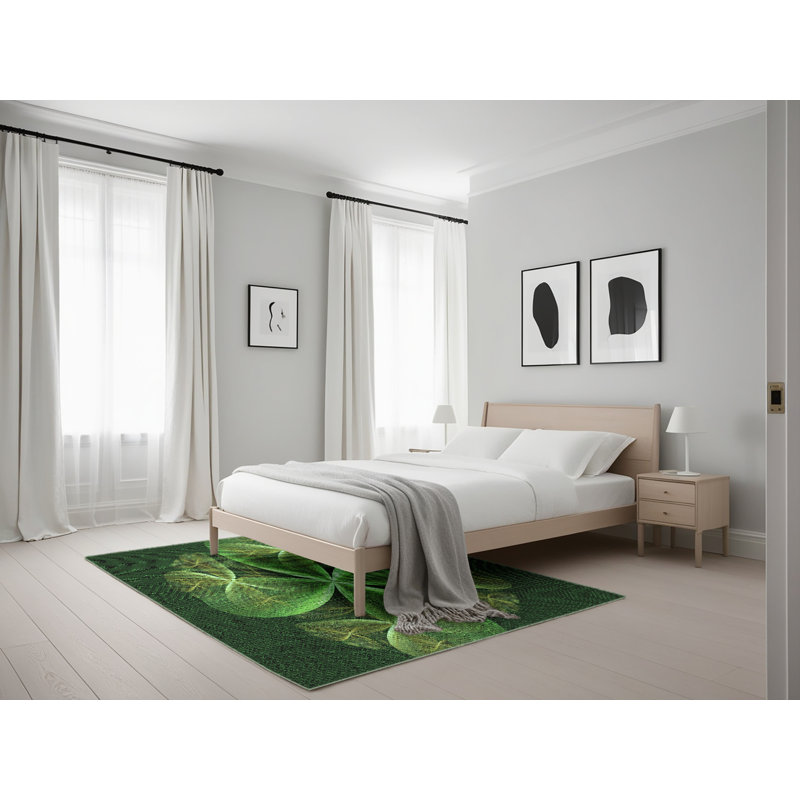 Vert/brun Tapis décoratif, Rectangle 5 pi x 7 pi