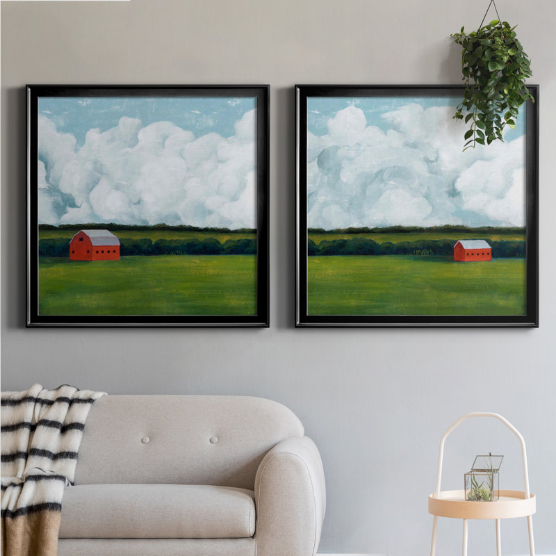 Lone Barn I - ensemble de 2 cadres photo, H 34,5 po x l 69 po x P 1,5 po, Toile avec cadre noir, Pas de tapis